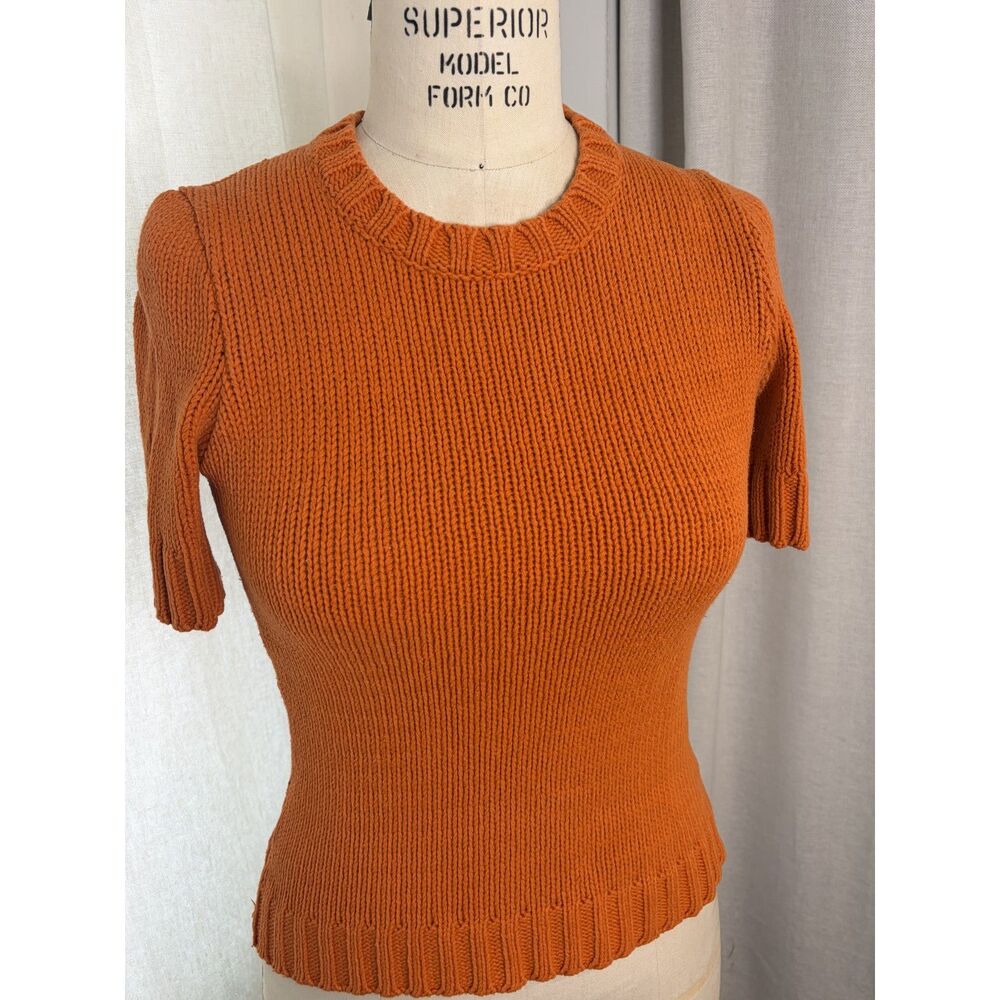 Isabel Marant Vintage Orange Short Sleeve Sweater Top Size 2 1990s - Picture 2 of 8